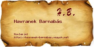 Havranek Barnabás névjegykártya